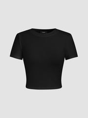 Cotton-blend Round Neckline Short Sleeve Tee