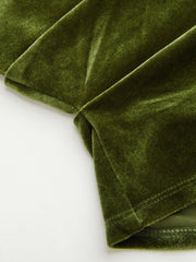 Velvet Asymmetrical Neck Ruched Cami Top With Scarf
