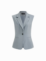 Notched Collar V-neck Button Blazer Vest