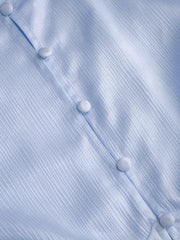 Round Neckline Ruffle Hem Blouse