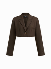 Notched Collar Long Sleeve Crop Blazer