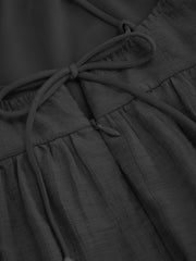 Linen-blend Beaded Criss Cross Backless Maxi Dress