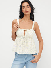 100% Cotton Floral Drawstring Tank Top