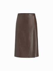 Faux Leather Low Rise Midi Skirt