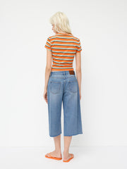 Cider Denim Low Rise Raw Hem Capri Jorts