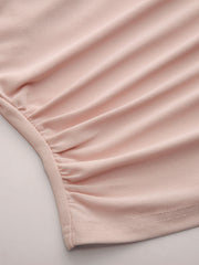 Boat Neck Asymmetrical Hem Ruched Tank Top