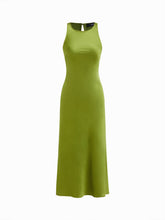 Satin Round Neckline Cut Out Maxi Dress