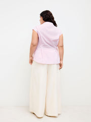 100% Cotton Collar Stripe Cinched Waist Shirt Curve & Plus