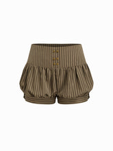 Low Rise Striped Metal Detail Bubble Hem Micro Shorts