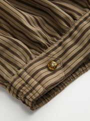 Low Rise Striped Metal Detail Bubble Hem Micro Shorts