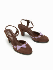 BOWKNOT FAUX SUEDE SLINGBACK HEELS