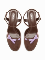 BOWKNOT FAUX SUEDE SLINGBACK HEELS