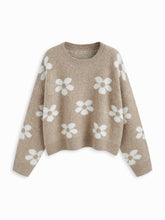 Knit Round Neckline Floral Sweater