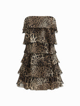 Chiffon Leopard Layered Bandeau Mini Dress