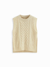 Cable Knit Round Neckline Split Side Vest