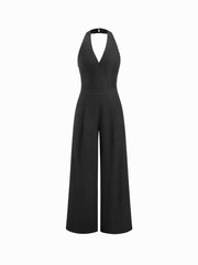 Halter Neckline Backless Straight Leg Jumpsuit
