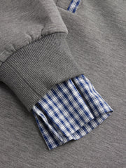 Plaid Polo Neck Long Sleeve Oversized Sweatshirt