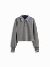 Plaid Polo Neck Long Sleeve Oversized Sweatshirt