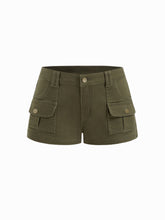 Stretch Cider Denim Low Rise Pocket Micro Shorts