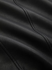 Collar Double Breasted Faux Leather Shacket
