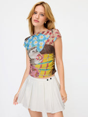 Low Rise Button Pleated Micro Mini Skort