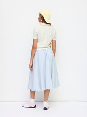 Knit Peter Pan Collar Snail Embroidery Pointelle Top