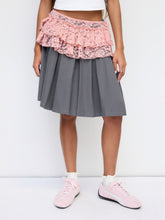 Lace Low Rise Tie Side Layered See-through Micro Mini Skirt