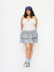 Terry Low Rise Side Lace Stripe Mini Rara Skirt Curve & Plus