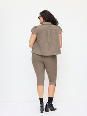 Mid Rise Houndstooth Split Capri Leggings Curve & Plus