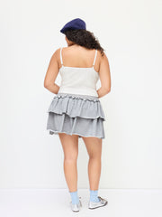 Terry Low Rise Side Lace Stripe Mini Rara Skirt Curve & Plus