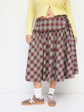 Mid Rise Tartan Lettuce Trim Knotted Midi Skirt Curve & Plus