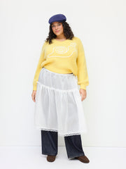 Knit V-neck Snail Graphic Long Sleeve Oversized Top Curve & Plus