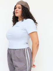 Cotton-blend Round Neckline Slow Down Graphic Tee Curve & Plus
