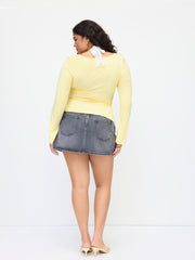 Halter Neckline Asymmetrical Ruched Lace Trim Top Curve & Plus