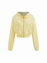 Terry Lace Trim Bowknot Zip Through Hoodie