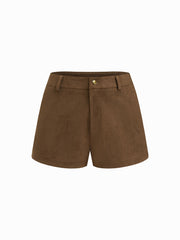 Suede Low Rise Micro Shorts
