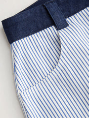 Cotton-blend Striped Low Rise Wide Leg Trousers
