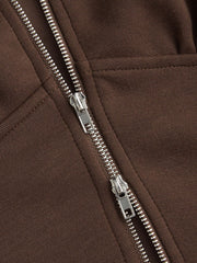Solid Zip Through Corset Hoodie