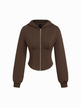 Solid Zip Through Corset Hoodie