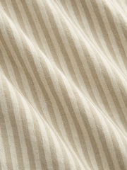 Cotton-blend Collar Stripe Short Sleeve Shirt