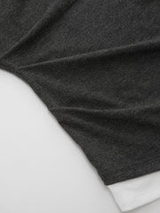 Asymmetrical Neck Two Tone Ruched Short Sleeve Top