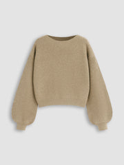Knit Boat Neck Long Sleeve Top