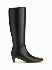 SQUARE TOE FAUX LEATHER KNEE HIGH BOOTS