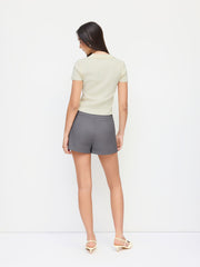 Knit Polo Neck Short Sleeve Top