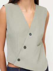 V-Neck Asymmetrical Belted Waistcoat