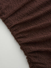 Lace Texture Ruched Ruffle Bandeau Mini Dress