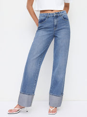 Mid-Rise Straight Leg w/ Foldover Cuff