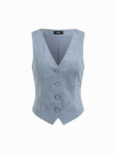 Suede V-neck Button Blazer Vest