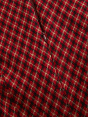 Plaid Round Neckline Knotted Ruffle Hem Mini Dress