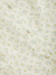 100% Cotton Stand Collar Ditsy Floral Peplum Long Sleeve Blouse